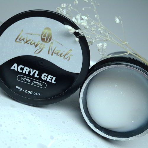 Luxury Nails - Acryl Gel – White Glitter tégelyes