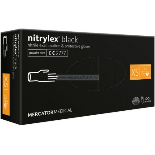 nitrylex® black púdermentes nitril kesztyű - XS