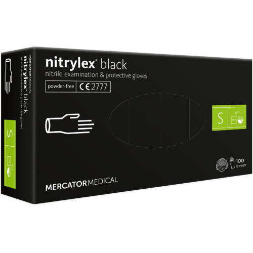 nitrylex® black púdermentes nitril kesztyű - S