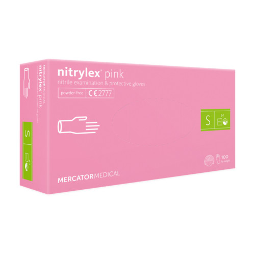 nitrylex® pink  púdermentes nitril kesztyű -XS